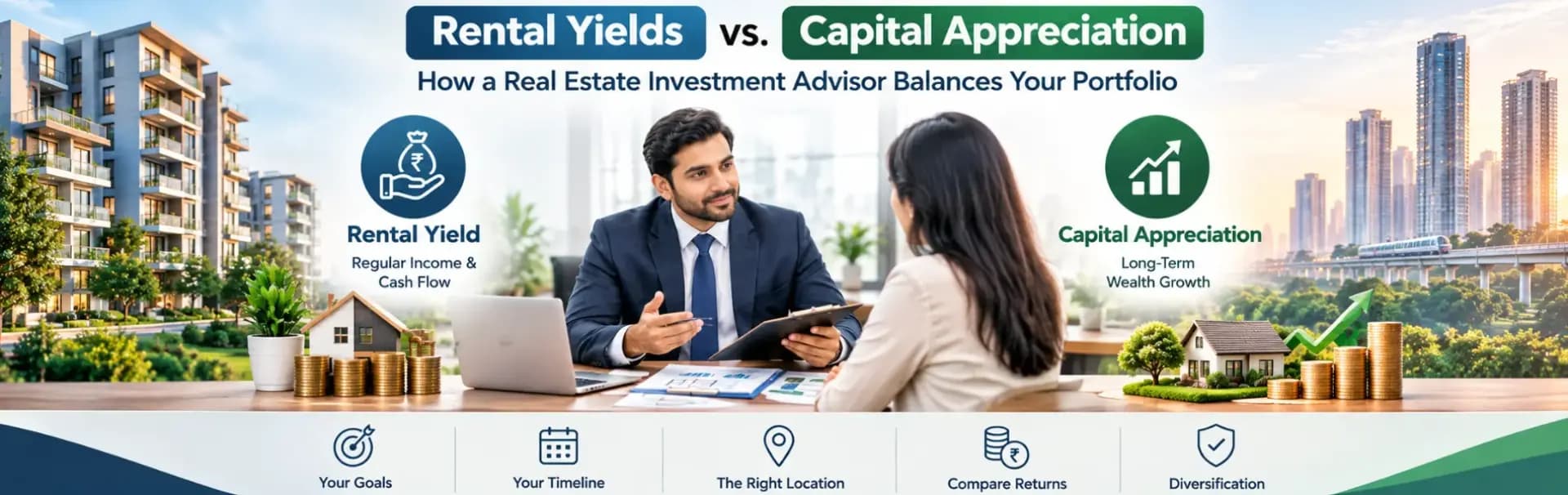 Rental Yields vs. Capital Appreciation: How a Real Estate Investment Advisor Balances Your Portfolio